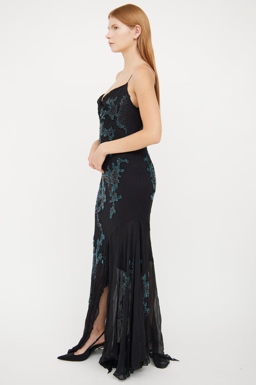 VSP Archive Black Silk Beaded Maxi Dress