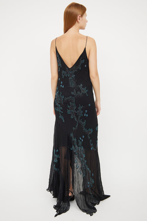 VSP Archive Black Silk Beaded Maxi Dress