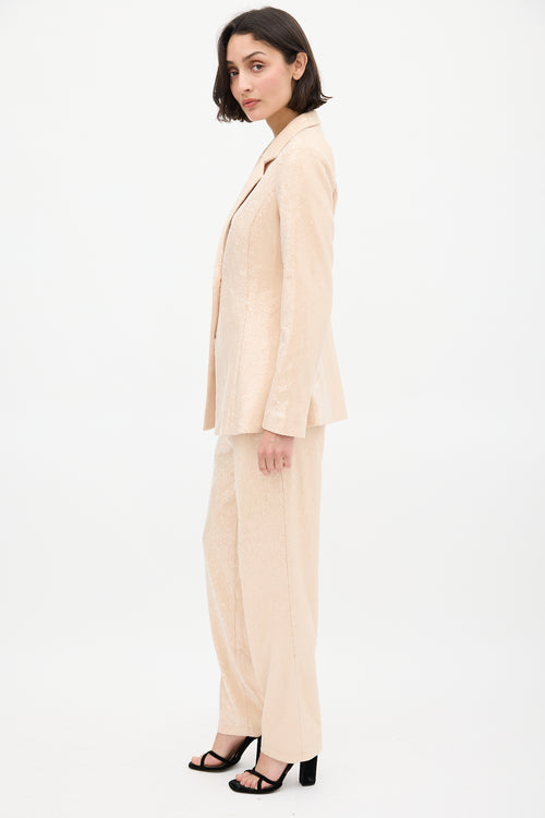 VSP Archive Beige Sequin Pant Suit