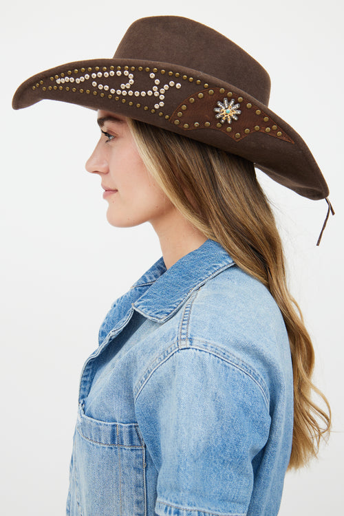 VSP Archive Brown Felt 
Stud Detail Western Hat