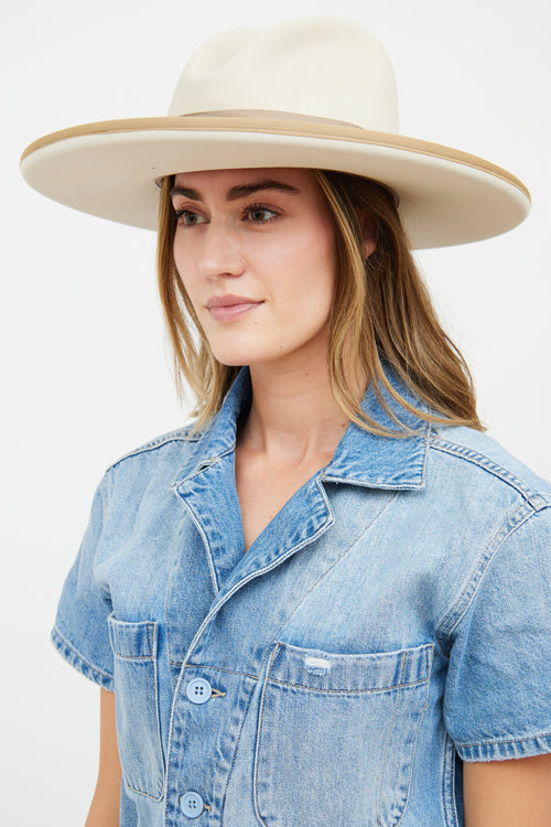 VSP Archive Beige Felt Round Brim Western Hat