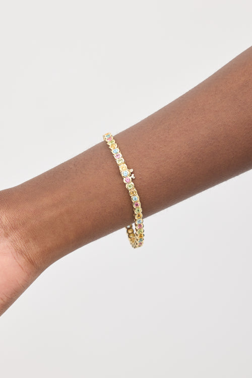 VSP Archive 14K Yellow Gold 
Multicolour Gem Tennis Bracelet