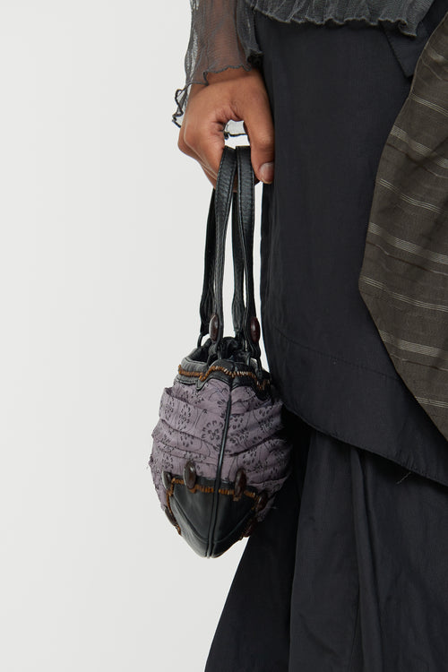 VSP Archive Black 
Grey Silk Floral Beaded Bag