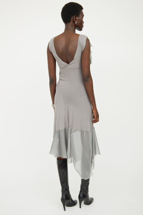 UM Grey Asymmetrical Drape Dress