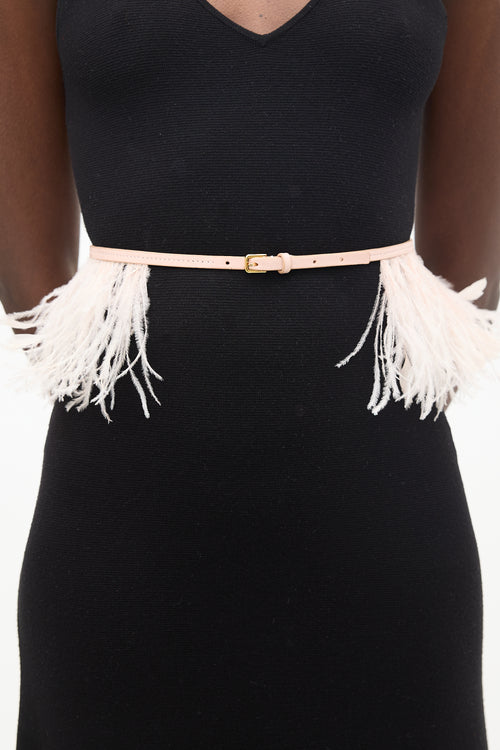 VSP Archive Pink Leather 
Feather Fringe Belt