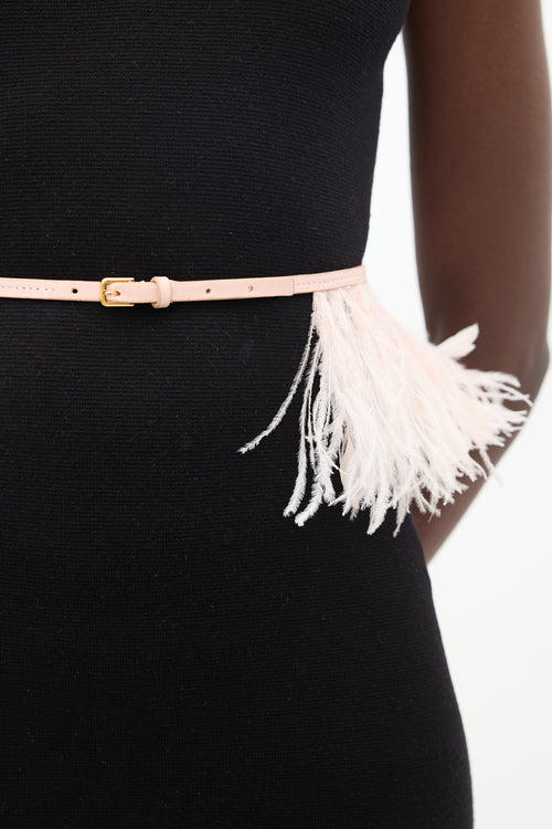 VSP Archive Pink Leather 
Feather Fringe Belt