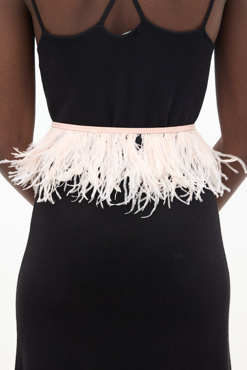 VSP Archive Pink Leather 
Feather Fringe Belt