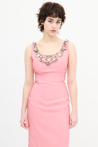 VSP Archive Pink Rhinestone Midi Dress