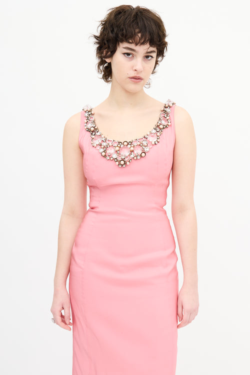 VSP Archive Pink Rhinestone Midi Dress