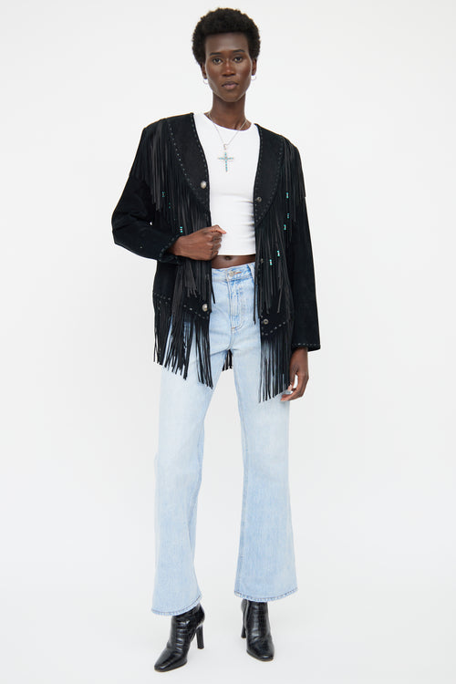 VSP Archive Black Leather Fringe Jacket