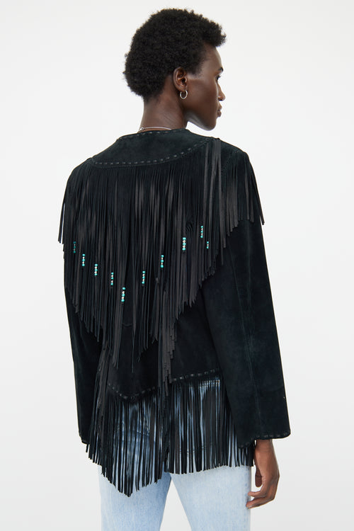 VSP Archive Black Leather Fringe Jacket