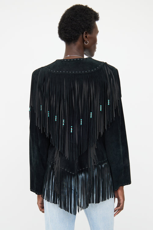 VSP Archive Black Leather Fringe Jacket