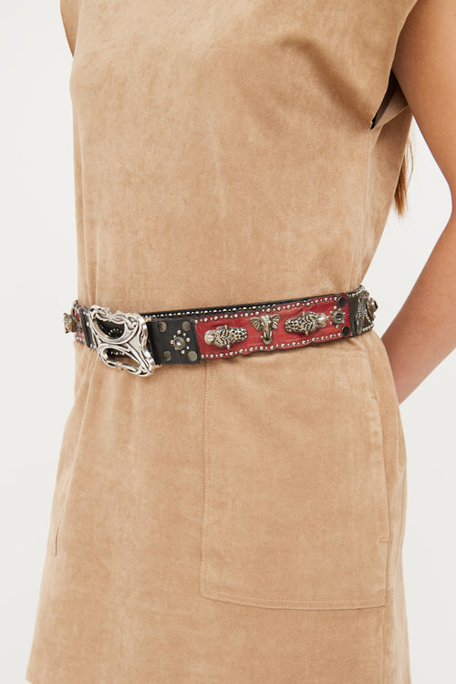 VSP Archive Black 
Red Leather Embellished Western