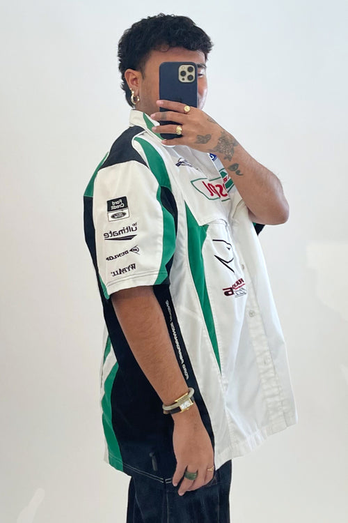 VSP Archive Green 
White Graphic Racing Top