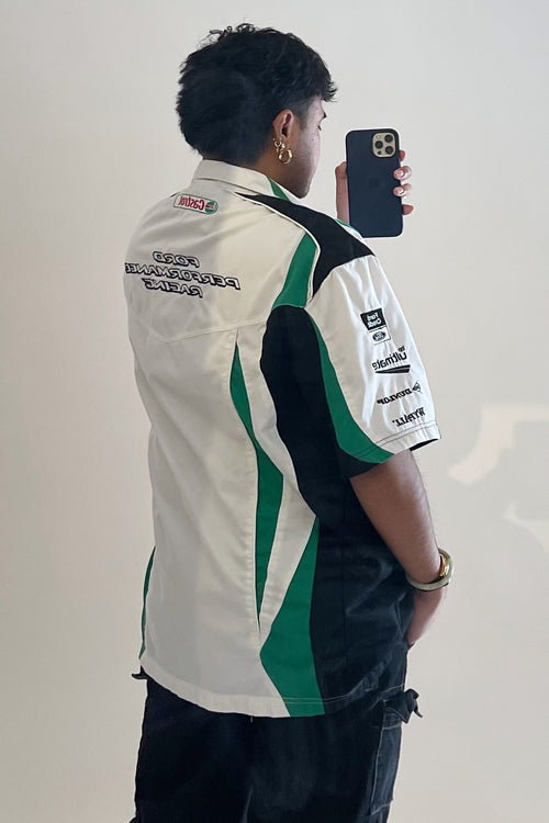 VSP Archive Green 
White Graphic Racing Top