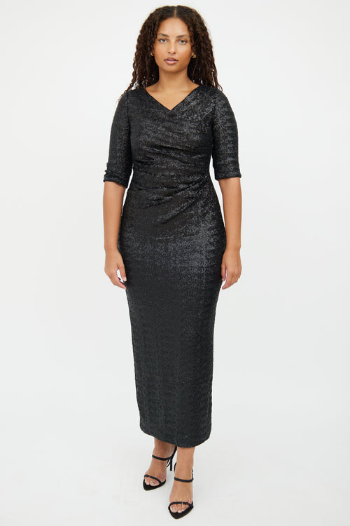 VSP Archive Black Sequin Ruched Dress