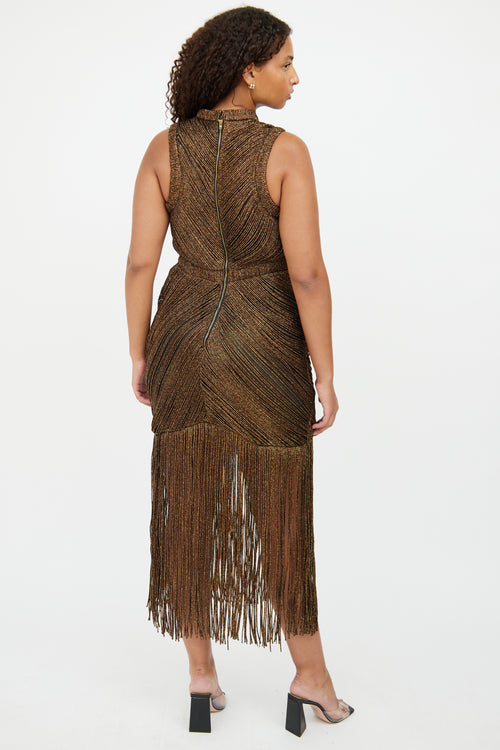 VSP Archive Brown Metallic Fringe Dress