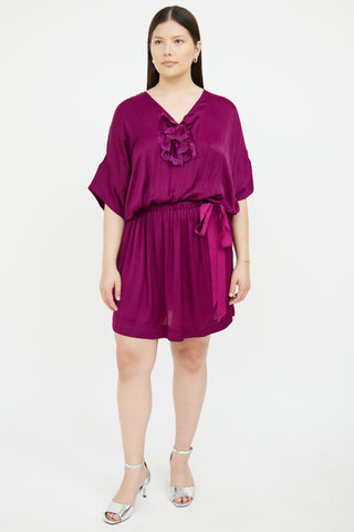 VSP Archive Purple Applique Pleated Cinch Dress