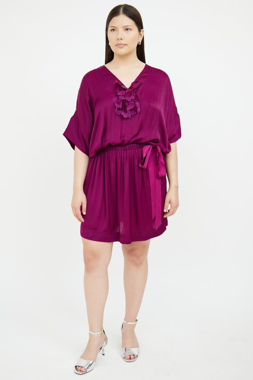 VSP Archive Purple Applique Pleated Cinch Dress