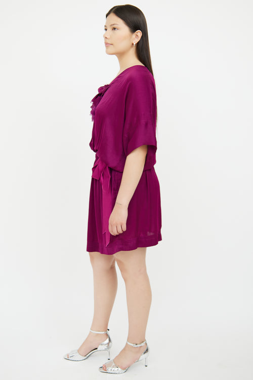 VSP Archive Purple Applique Pleated Cinch Dress