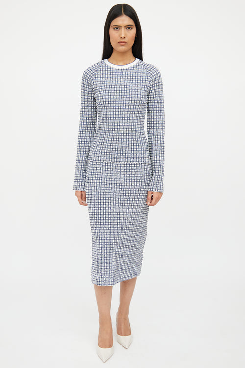 Victoria Beckham White 
Blue Woven Co-Ord Set