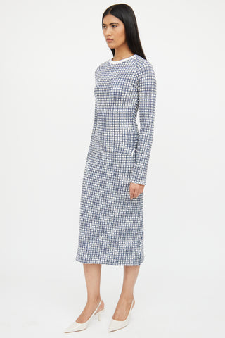 Victoria Beckham White 
Blue Woven Co-Ord Set