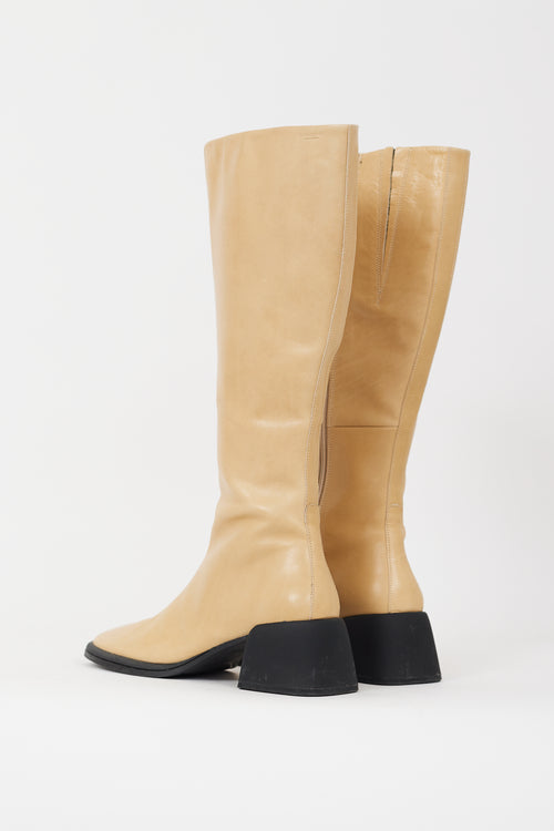 Vagabond Beige Leather Knee High Zipped Boot