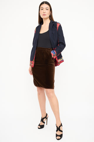 Valentino 1980s Brown Velvet Skirt