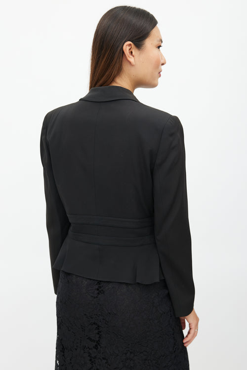 Valentino 1990s Black Peplum Belted Blazer