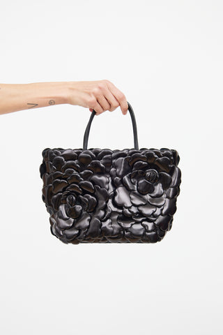 Valentino Atelier Black Leather Rose Tote