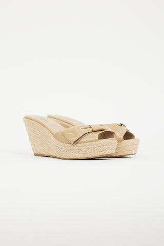 Valentino Beige Patent Espadrille Bow Sandal