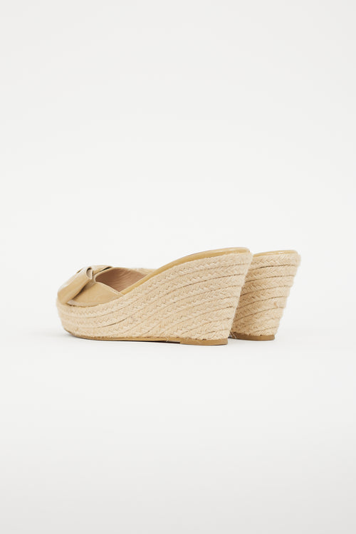 Valentino Beige Patent Espadrille Bow Sandal