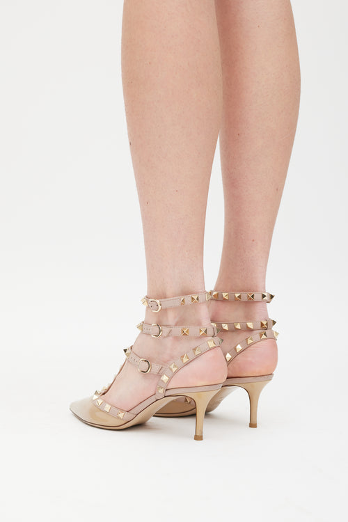 Valentino Beige Patent Leather Rock Stud Heel