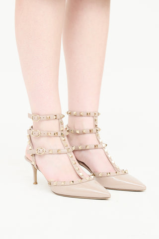 Valentino Patent Leather Rockstud Cage Heel