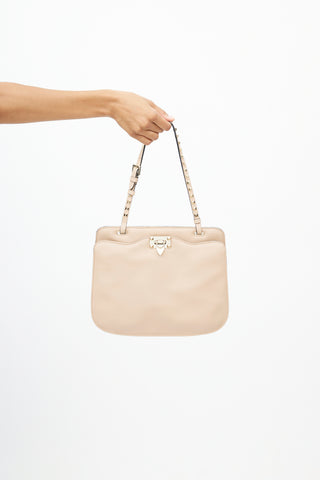 Valentino Beige Rockstud Leather Bag