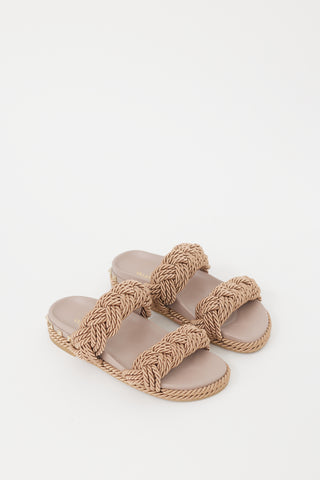 Valentino Beige Rope Rockstud Torchon  Sandal