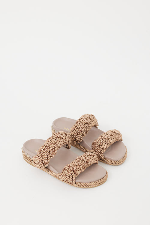 Valentino Beige Rope Rockstud Torchon  Sandal