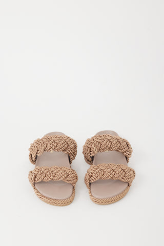 Valentino Beige Rope Rockstud Torchon  Sandal