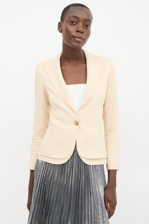 Valentino Beige Wool Peak Lapel Blazer