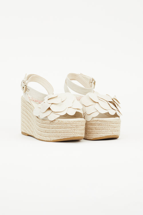 Valentino Beige Canvas Atelier 03 Rose Espadrille Wedge