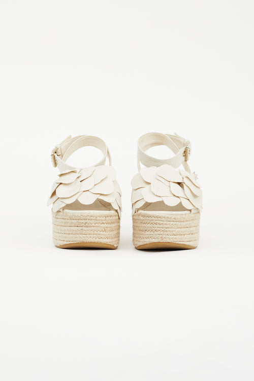 Valentino Beige Canvas Atelier 03 Rose Espadrille Wedge