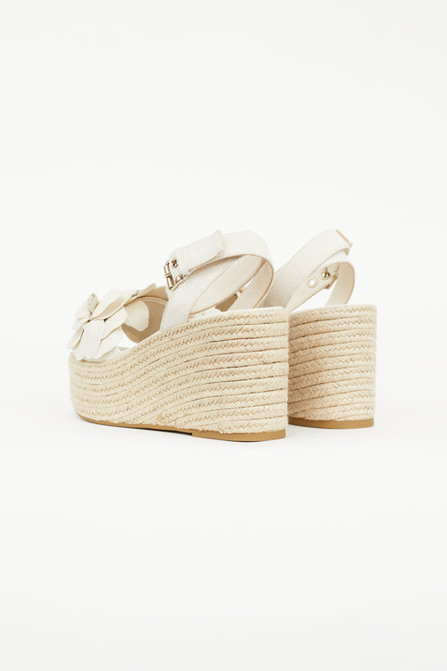 Valentino Beige Canvas Atelier 03 Rose Espadrille Wedge