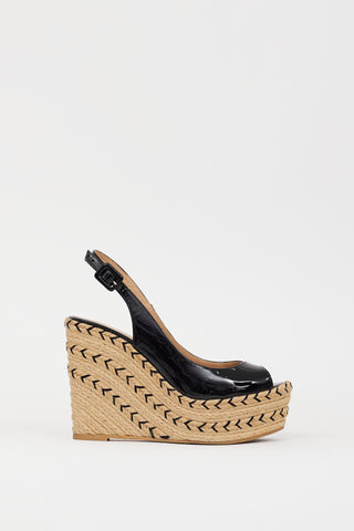 Valentino Black Patent 
Espadrille St. Tropez Wedge