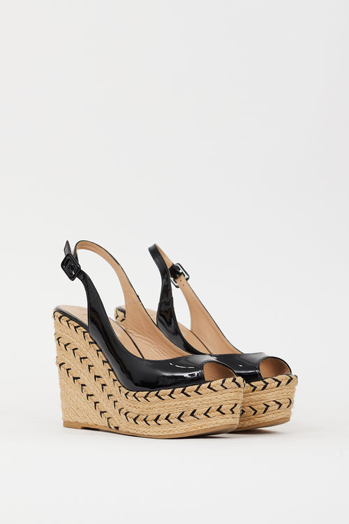 Valentino Black Patent 
Espadrille St. Tropez Wedge