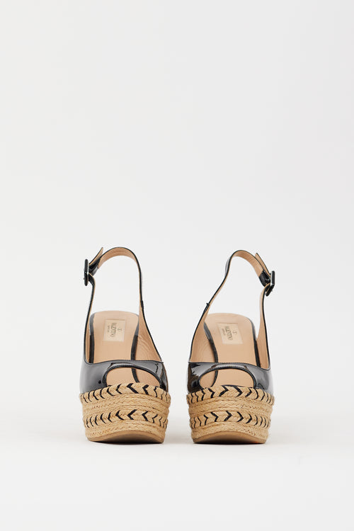 Valentino Black Patent 
Espadrille St. Tropez Wedge