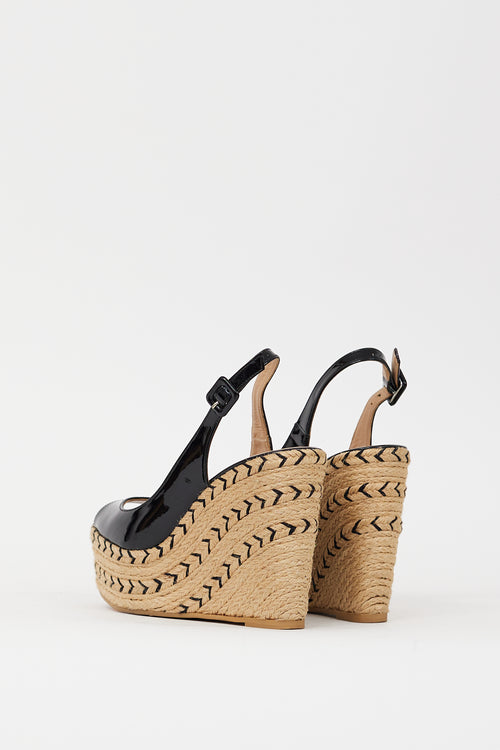 Valentino Black Patent 
Espadrille St. Tropez Wedge