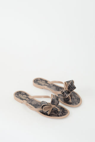 Valentino Black 
Brown Rubber Bow Sandal