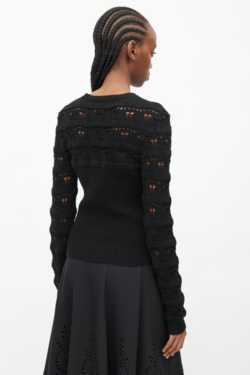 Valentino Black Open Knit Sweater