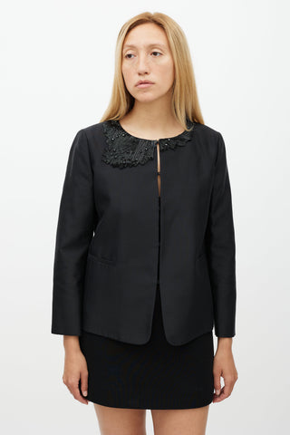 Valentino Black Embellished Neck Jacket