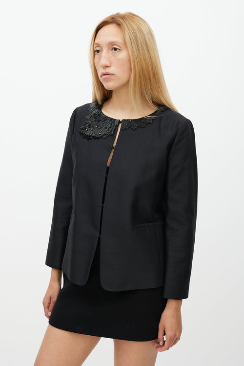 Valentino Black Embellished Neck Jacket